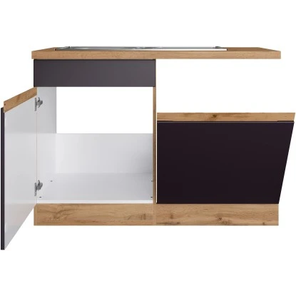 Held Möbel Spülenunterschrank Turin 120 Cm Mit GSP-Blende Graphit/Wotaneiche – Bild 3