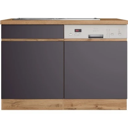 Held Möbel Spülenunterschrank Turin 120 Cm Mit GSP-Blende Graphit/Wotaneiche – Bild 2