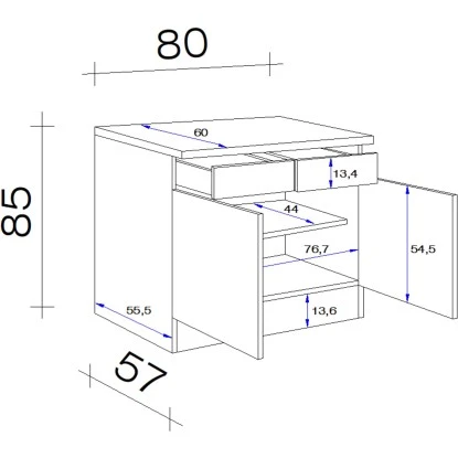 Flex-Well Classic Unterschrank Florida 80 Cm Weiß-Sonoma Eiche – Bild 2