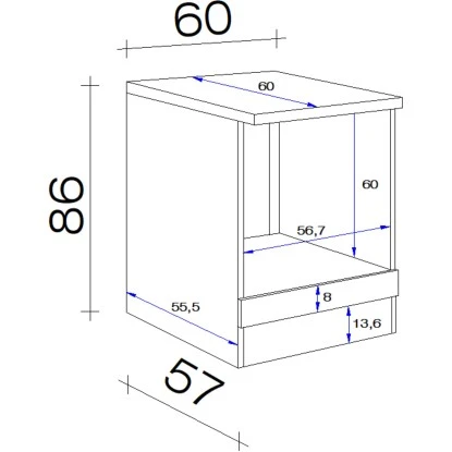 Flex-Well Exclusiv Herd-Umbauschrank Orlando 60 Cm Kaschmir Glanz-Sonoma Eiche – Bild 2