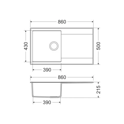 Miló Einbauspüle Granitverbundstoff Palladio 86 Schwarz – Bild 2