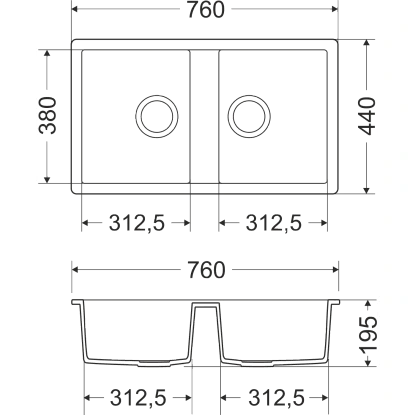 Miló Einbauspüle Granitverbundstoff Blissano 76 Graphit – Bild 2