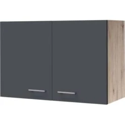 Flex-Well Exclusiv Oberschrank Morena 80 Cm Basaltgrau Matt - San Remo Eiche