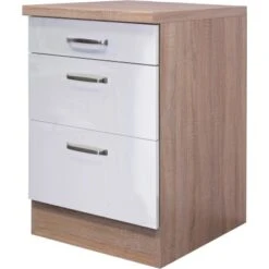 Flex-Well Exclusiv Auszugsunterschrank Valero 60 Cm Hochglanz Weiß - Sonoma Eic