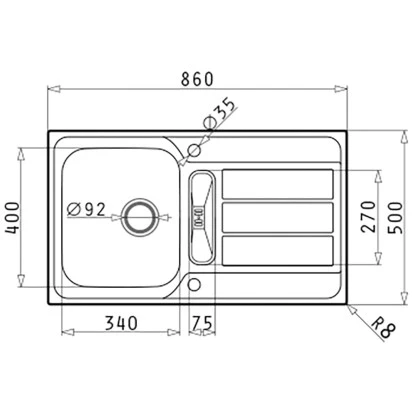 Pyramis Einbauspüle Athena 1 1/4B 1D Edelstahl – Bild 2