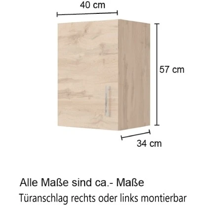Held Möbel Hängeschrank Sorrento BxHxT 40 Cm X 57 Cm X 34 Cm Weiß-Wotaneiche – Bild 5