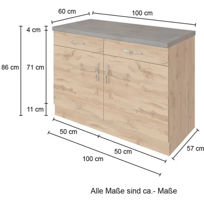 Held Möbel Unterschrank Sorrento 100x85x60 Cm 2 Schub. 1 EL-B. Wotan.-Graf. – Bild 4