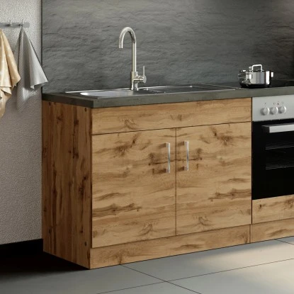 Held Möbel Spülenschrank Sorrento B100 X H85 X T60 Cm 2 Türen Wotaneiche – Bild 13