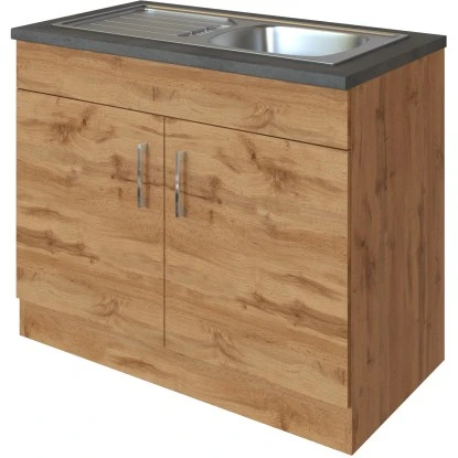 Held Möbel Spülenschrank Sorrento B100 X H85 X T60 Cm 2 Türen Wotaneiche – Bild 2