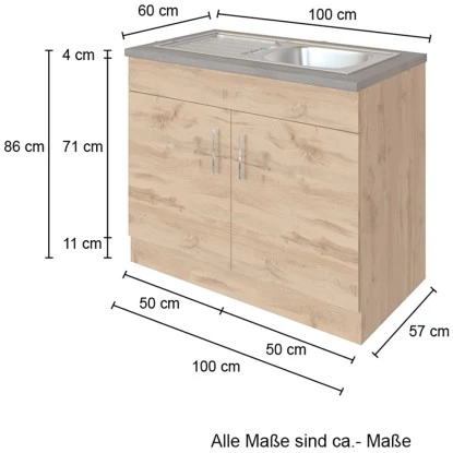 Held Möbel Spülenschrank Sorrento B100 X H85 X T60 Cm 2 Türen Wotaneiche – Bild 4