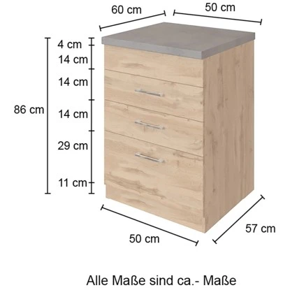 Held Möbel Kochfeldumbauschrank Sorrento 60 X 85 X 60 Cm 2 Schub. 1 Ausz. Wotan. – Bild 4